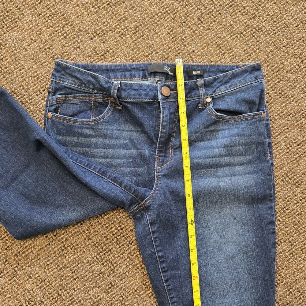 1822 Denim Taylor Ankle Jeans Dark Wash Raw Edge Cuff Cropped Slim Mid - Picture 6 of 12